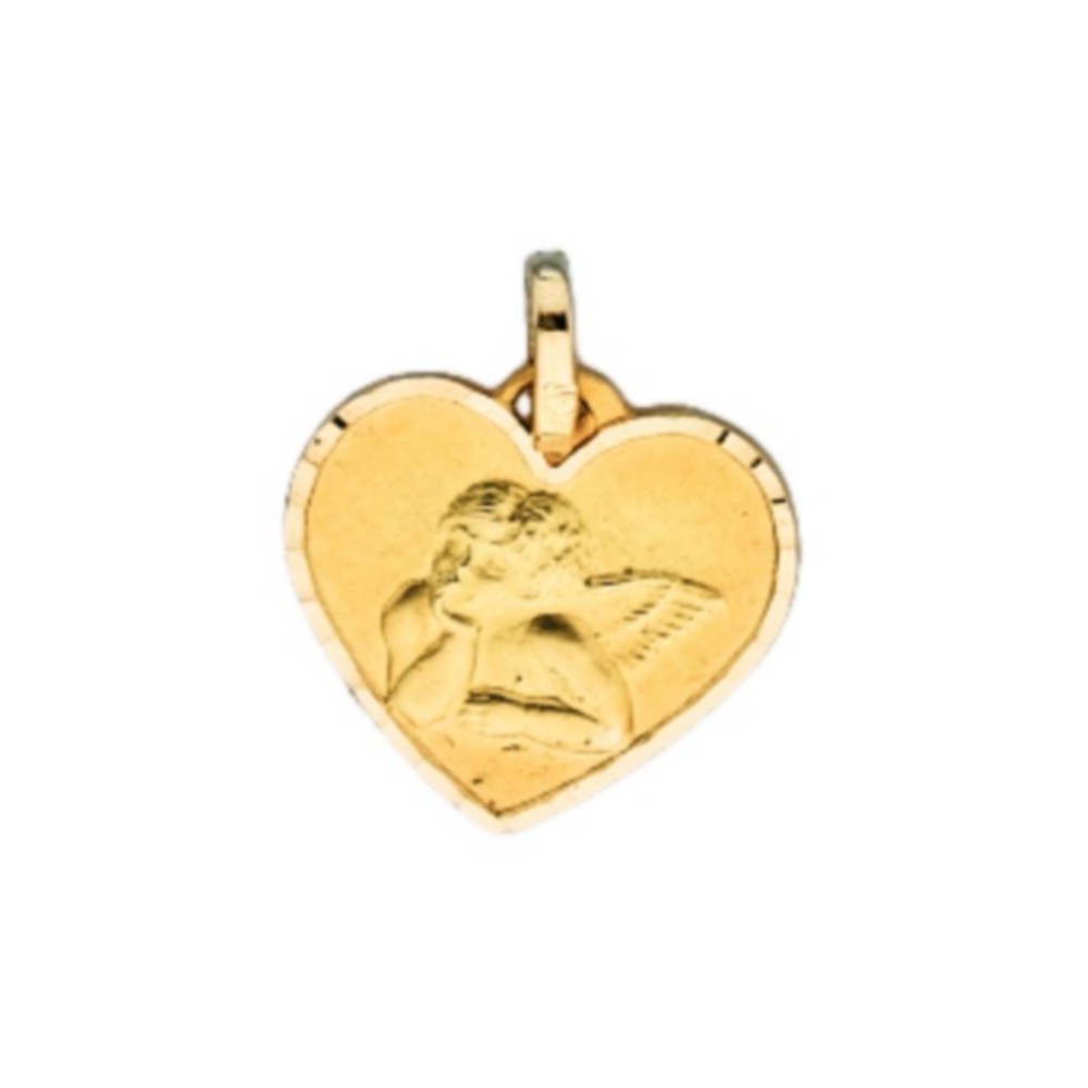 Pendentif Médaille Coeur Ange Cisele 1000759 - Marque Collection Elsass Bijouterie  Or 750/1000 - Couleur Jaune -
