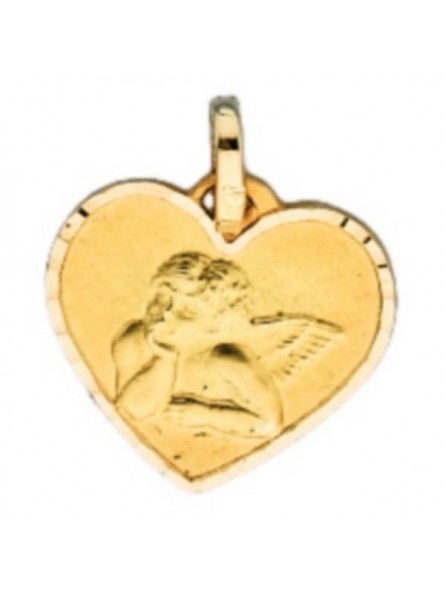 Pendentif Médaille Coeur Ange Cisele 1000759 - Marque Collection Elsass Bijouterie  Or 750/1000 - Couleur Jaune -