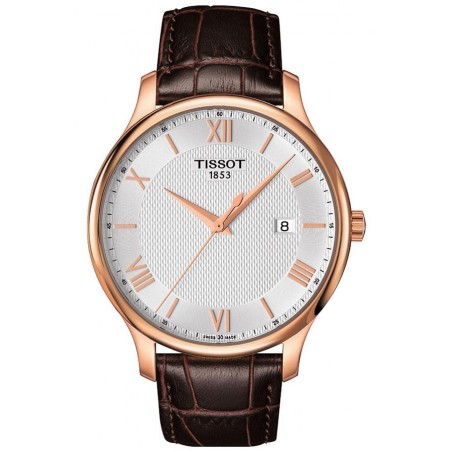 Montre Homme Tissot Tradition gris bracelet cuir - Réf. T0636103603800
