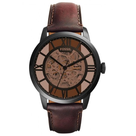 Montre Homme Fossil ME3098 - Collection OAK BARREL TOWNSMAN style Mode avec cuir et acier - Mouvement Automatique