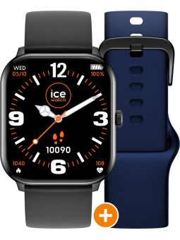 ICE smart - ICE 1.0 - Acier noir avec 2 bracelets Noir et Bleu marine - 1.85