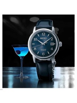 Montre Homme Seiko Presage Cocktail Old Clock Bleu Cuir - SRPE43J1