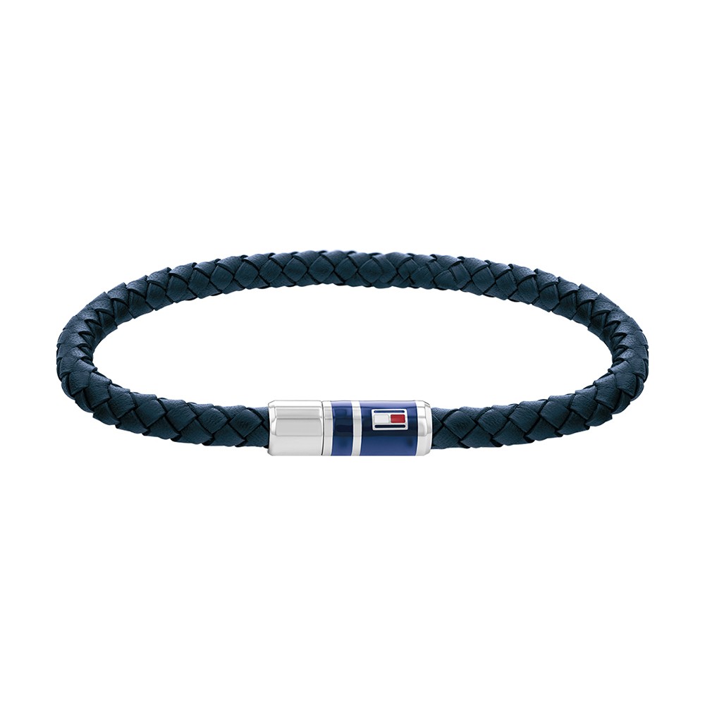Bracelet Homme Tommy Hilfiger Casual cuir tressé bleu 19 cm