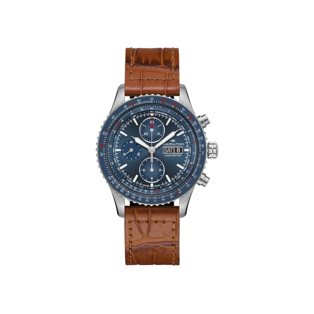 Montre Homme Hamilton Khaki Aviation Converter Chronographe bracelet cuir - Réf. H76746540