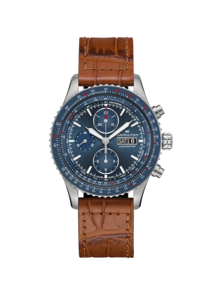 Montre Homme Hamilton Khaki Aviation Converter Chronographe bracelet cuir - Réf. H76746540