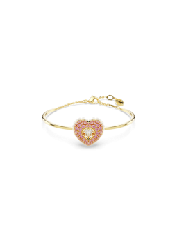 Swarovski - Bracelet-jonc Hyperbola, Coeur rose, doré - Ref 5687258