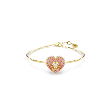 Swarovski - Bracelet-jonc Hyperbola, Coeur rose, doré - Ref 5687258