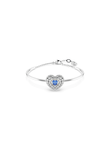 Swarovski - Bracelet-jonc Hyperbola Coeur Bleu, Métal rhodié - Ref 5680393
