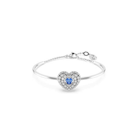 Swarovski - Bracelet-jonc Hyperbola Coeur Bleu, Métal rhodié - Ref 5680393