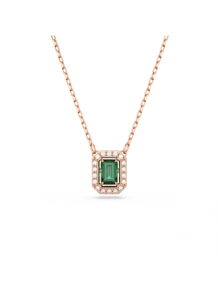 Swarovski - Collier Millenia, Taille octogonale, Vert, Placage de ton or rosé - Ref 5650069