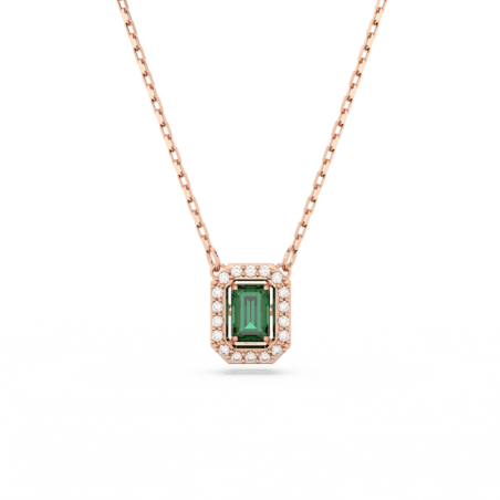 Swarovski - Collier Millenia, Taille octogonale, Vert, Placage de ton or rosé - Ref 5650069