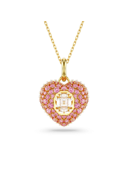 Swarovski - Collier Hyperbola doré rose et Pendentif coeur cristal rose - Ref 5680784