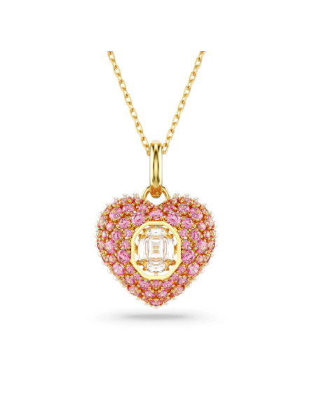 Swarovski - Collier Hyperbola doré rose et Pendentif coeur cristal rose - Ref 5680784