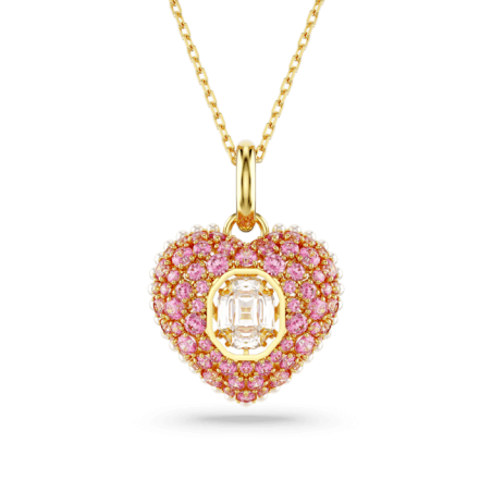 Swarovski - Collier Hyperbola doré rose et Pendentif coeur cristal rose - Ref 5680784