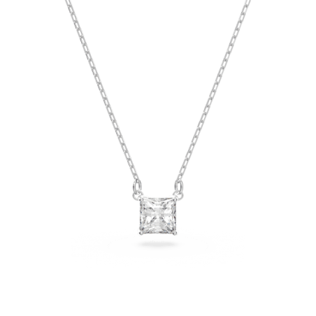 Swarovski - Collier Attract Carré, Blanc, Métal rhodié - Ref 5510696