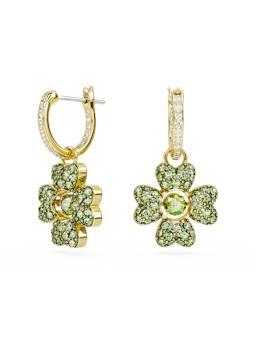 Swarovski - Pendants d'oreilles Idyllia, Trèfle à quatre feuilles Vert, doré - Ref 5670664