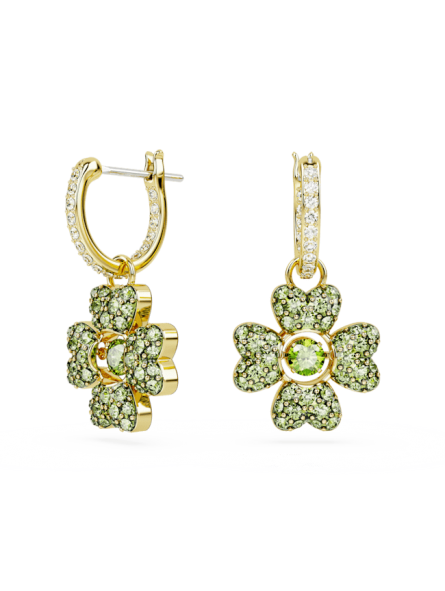 Swarovski - Pendants d'oreilles Idyllia, Trèfle à quatre feuilles Vert, doré - Ref 5670664