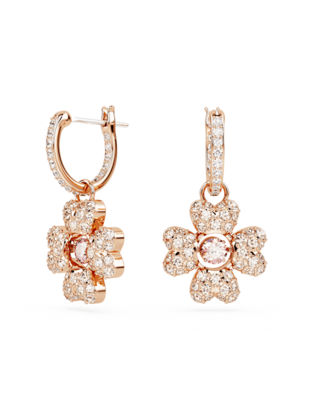 Swarovski - Pendants d'oreilles Idyllia, Trèfle à quatre feuilles blanc, doré rose - Ref 5674212