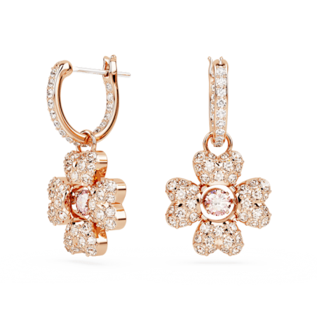 Swarovski - Pendants d'oreilles Idyllia, Trèfle à quatre feuilles blanc, doré rose - Ref 5674212
