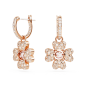 Swarovski - Pendants d'oreilles Idyllia, Trèfle à quatre feuilles blanc, doré rose - Ref 5674212