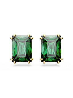 Swarovski - Clous d'oreilles Matrix, cristal rectangulaire vert, doré - Ref 5677142