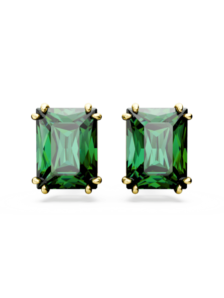 Swarovski - Clous d'oreilles Matrix, cristal rectangulaire vert, doré - Ref 5677142