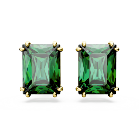 Swarovski - Clous d'oreilles Matrix, cristal rectangulaire vert, doré - Ref 5677142
