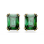 Swarovski - Clous d'oreilles Matrix, cristal rectangulaire vert, doré - Ref 5677142
