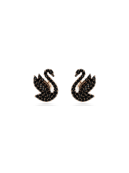 Swarovski - Clous d'oreilles Swarovski Swan, Cygne Noir, doré rose - Ref 5684608