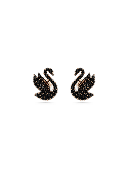 Swarovski - Clous d'oreilles Swarovski Swan, Cygne Noir, doré rose - Ref 5684608
