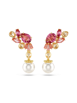Swarovski - Pendants d'oreilles Gema, cristal et perles, doré - Ref 5688486