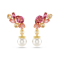 Swarovski - Pendants d'oreilles Gema, cristal et perles, doré - Ref 5688486