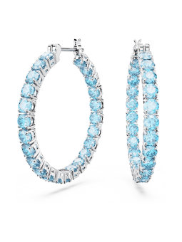 Swarovski - Créoles Matrix, cristaux Bleus, Métal rhodié - Ref 5647446
