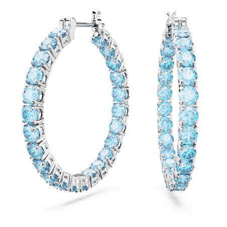 Swarovski - Créoles Matrix, cristaux Bleus, Métal rhodié - Ref 5647446