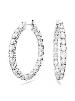 Swarovski - Créoles Matrix,cristaux blancs, Métal rhodié - Ref 5647715