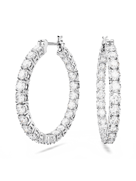 Swarovski - Créoles Matrix,cristaux blancs, Métal rhodié - Ref 5647715