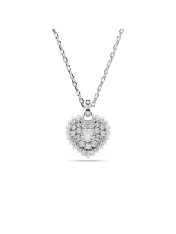 Swarovski - Collier et Pendentif Hyperbola, Coeur Blanc, Métal rhodié - Ref 5684386