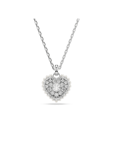 Swarovski - Collier et Pendentif Hyperbola, Coeur Blanc, Métal rhodié - Ref 5684386
