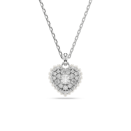 Swarovski - Collier et Pendentif Hyperbola, Coeur Blanc, Métal rhodié - Ref 5684386