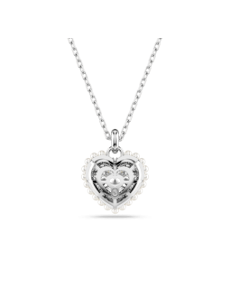 Swarovski - Collier et Pendentif Hyperbola, Coeur Blanc, Métal rhodié - Ref 5684386