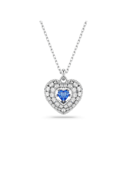 Swarovski - Collier et Pendentif Hyperbola, Coeur Bleu, Métal rhodié - Ref 5680403