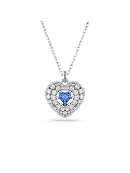 Swarovski - Collier et Pendentif Hyperbola, Coeur Bleu, Métal rhodié - Ref 5680403