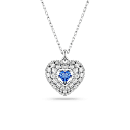 Swarovski - Collier et Pendentif Hyperbola, Coeur Bleu, Métal rhodié - Ref 5680403