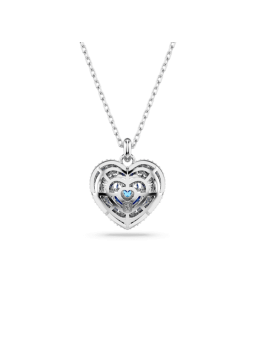 Swarovski - Collier et Pendentif Hyperbola, Coeur Bleu, Métal rhodié - Ref 5680403