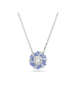 Swarovski - Collier et Pendentif Idyllia, Fleur Bleue, Métal rhodié - Ref 5680013