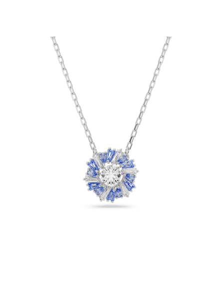 Swarovski - Collier et Pendentif Idyllia, Fleur Bleue, Métal rhodié - Ref 5680013
