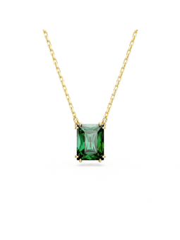 Swarovski - Collier et Pendentif Matrix, cristal rectangulaire vert, doré - Ref 5677141