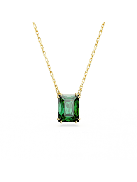 Swarovski - Collier et Pendentif Matrix, cristal rectangulaire vert, doré - Ref 5677141