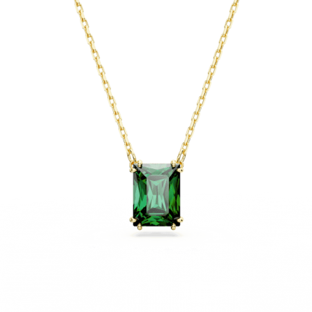 Swarovski - Collier et Pendentif Matrix, cristal rectangulaire vert, doré - Ref 5677141