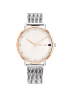 Tommy Hilfiger - Montre Femme Pippa - Cadran Blanc - Bracelet Acier Maille Milanaise - Ref 1782666